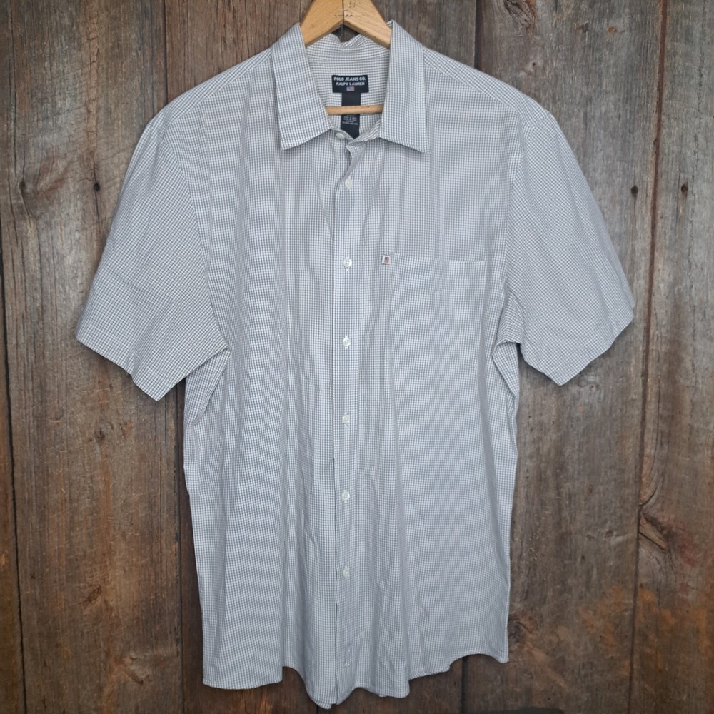 Y2k Streetwear VTG Polo Ralph Lauren Micro-Check Short Sleeve Shirt Men's XL